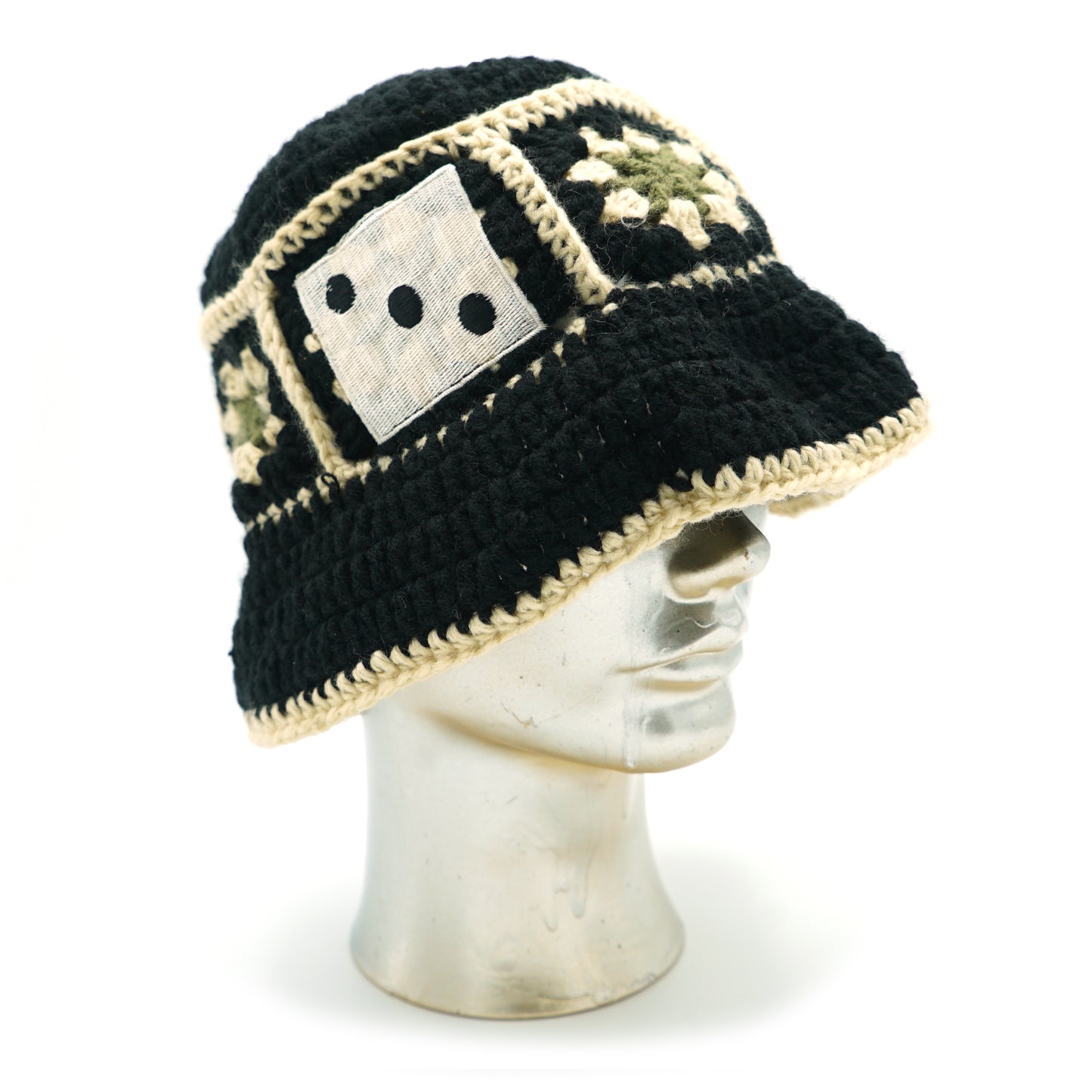 Knitted Dice Bucket Hat (Black)