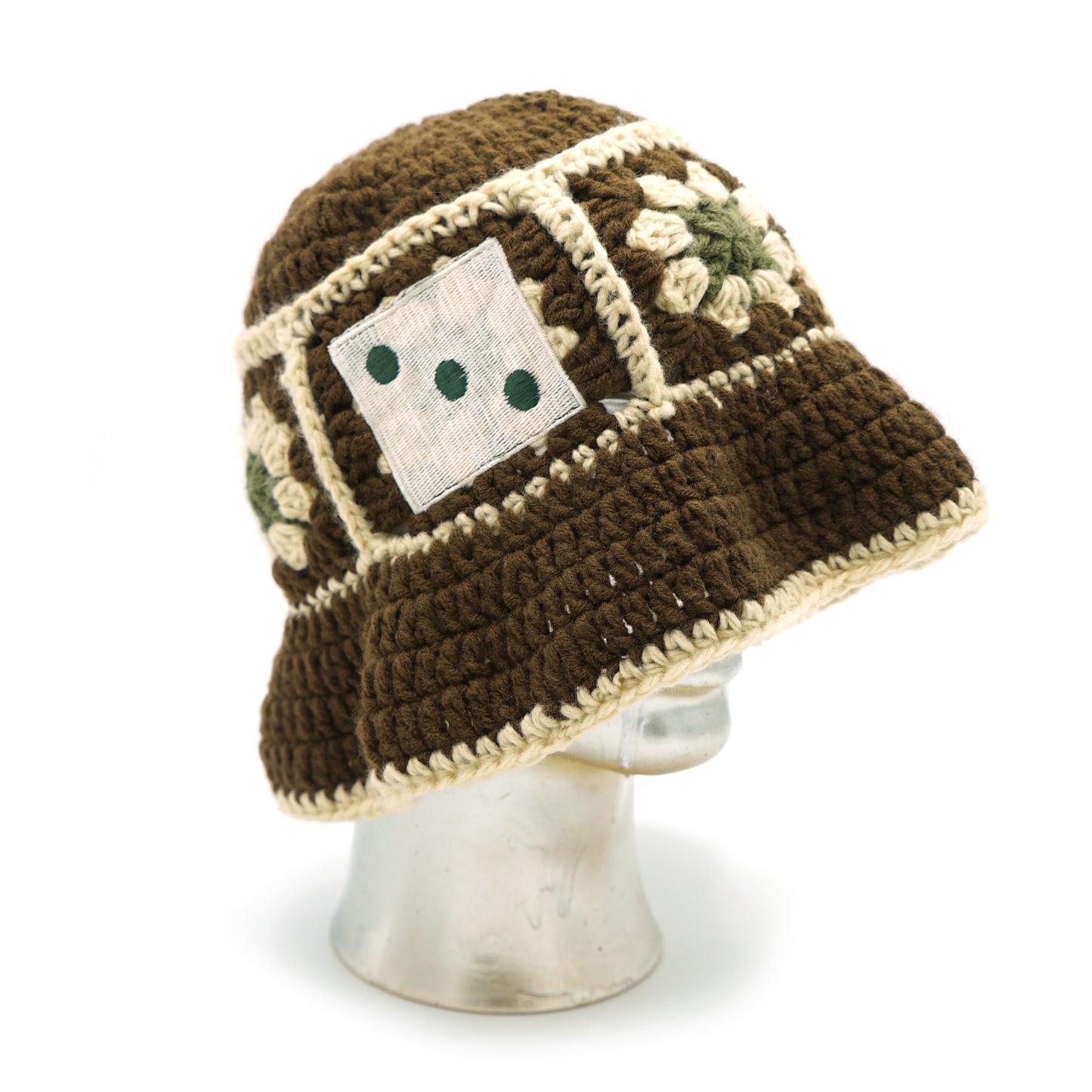 Knitted Dice Bucket Hat (Brown)