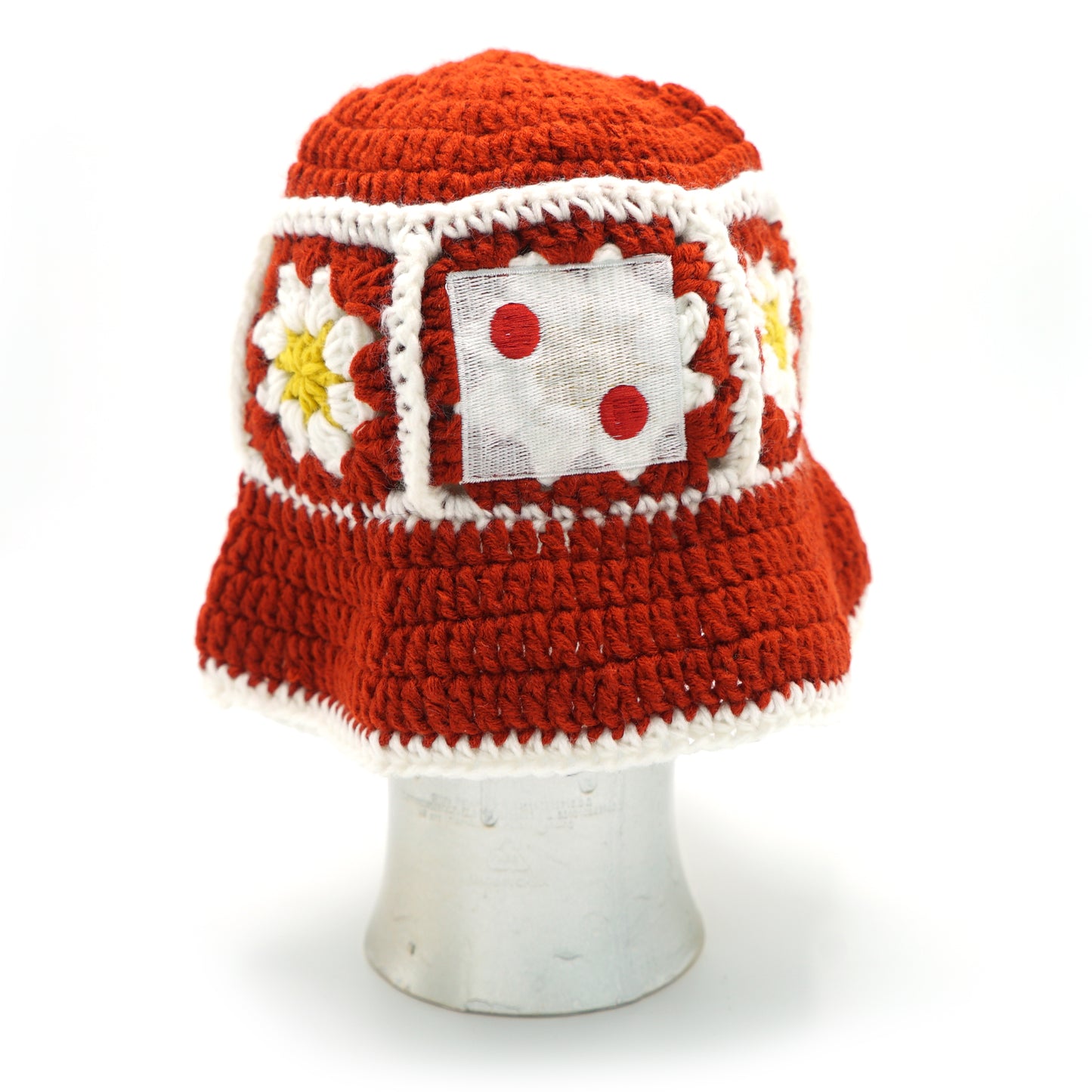 Knitted Dice Bucket Hat (Red)